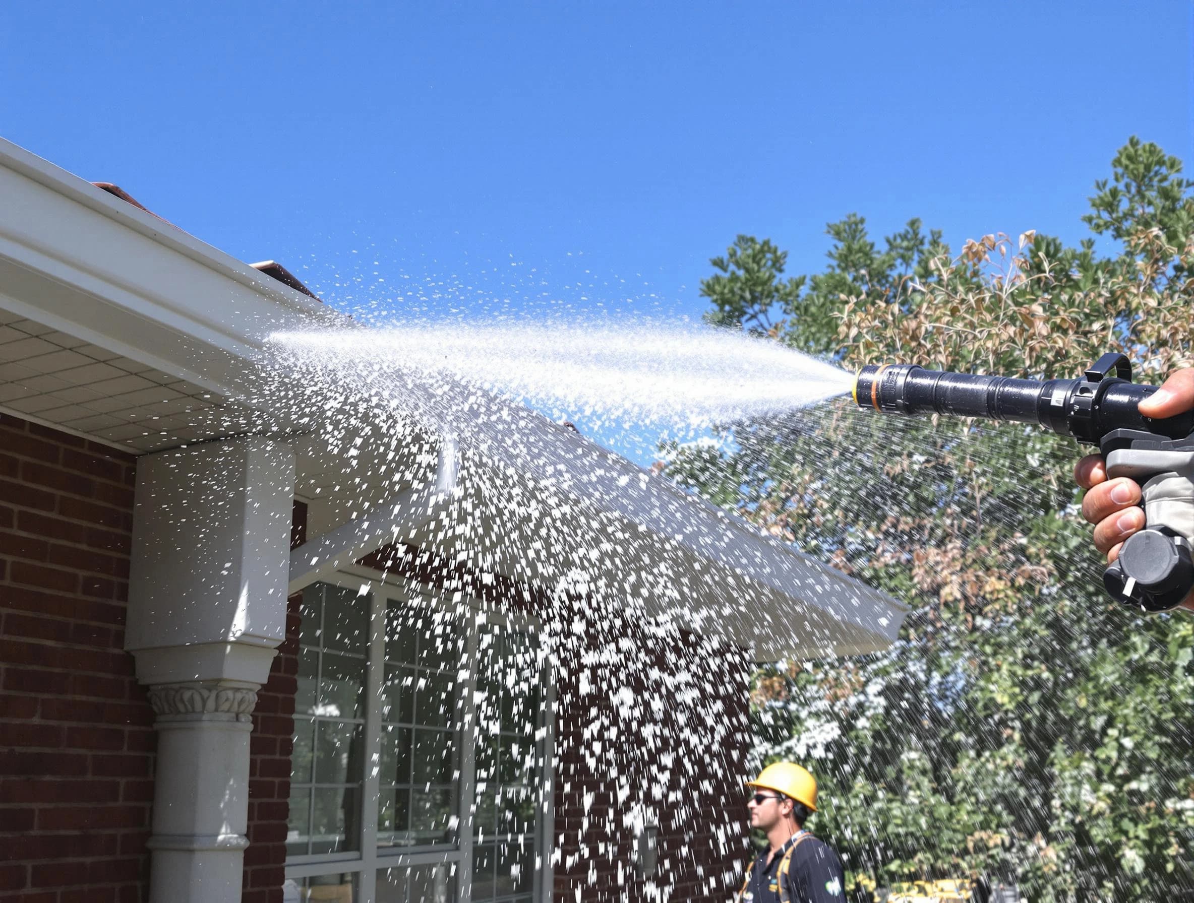 Cleared downspout by Tallmadge Roofing Company ensuring unrestricted flow in Tallmadge, OH