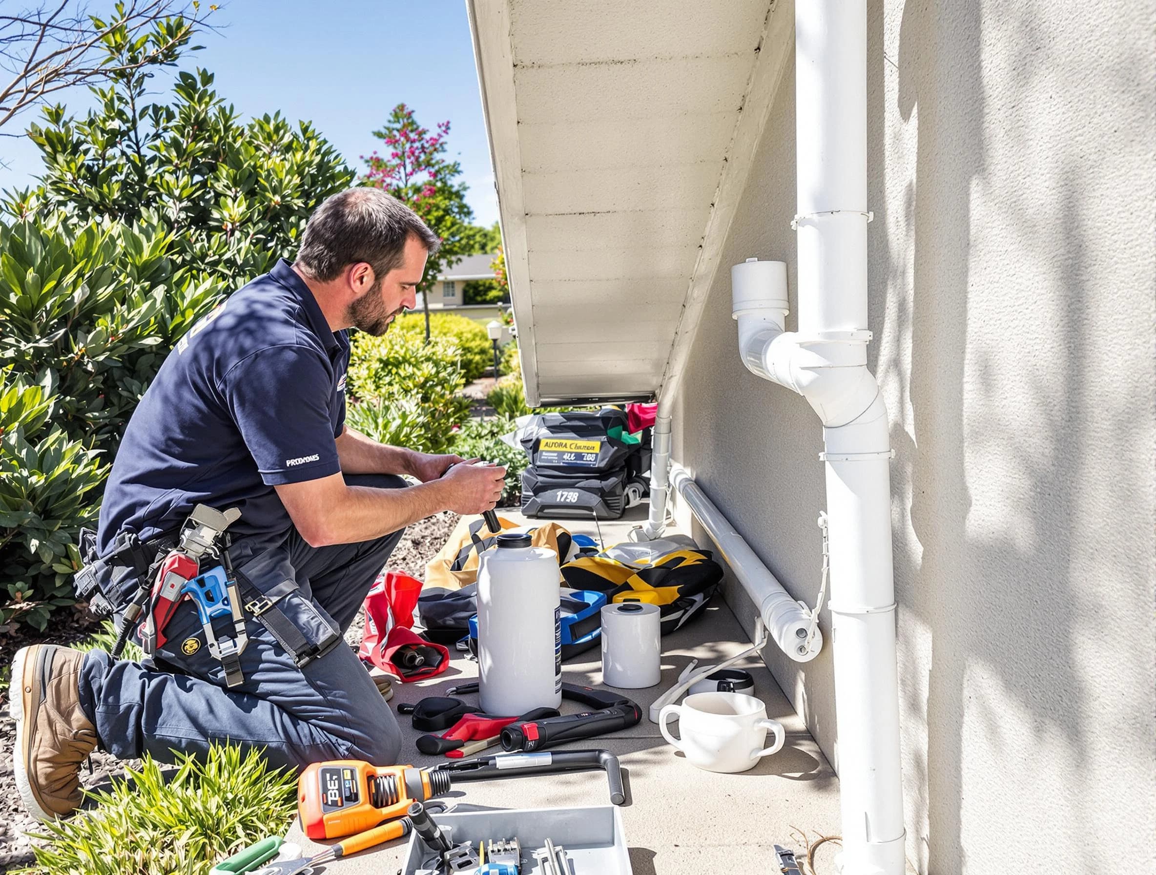 Tallmadge Roofing Company expert fixing a downspout in Tallmadge, OH