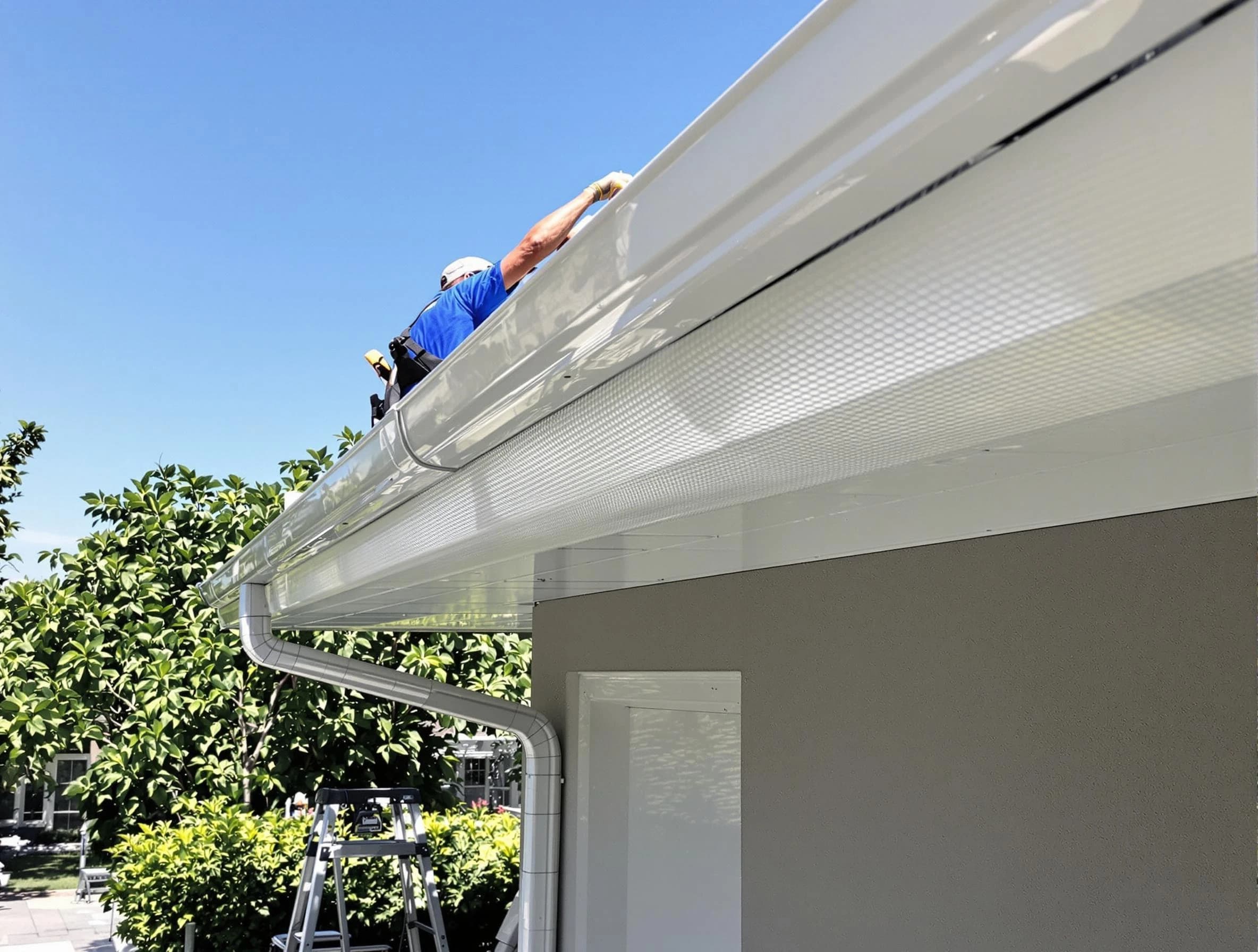 Debris-free gutter guard system by Tallmadge Roofing Company in Tallmadge, OH