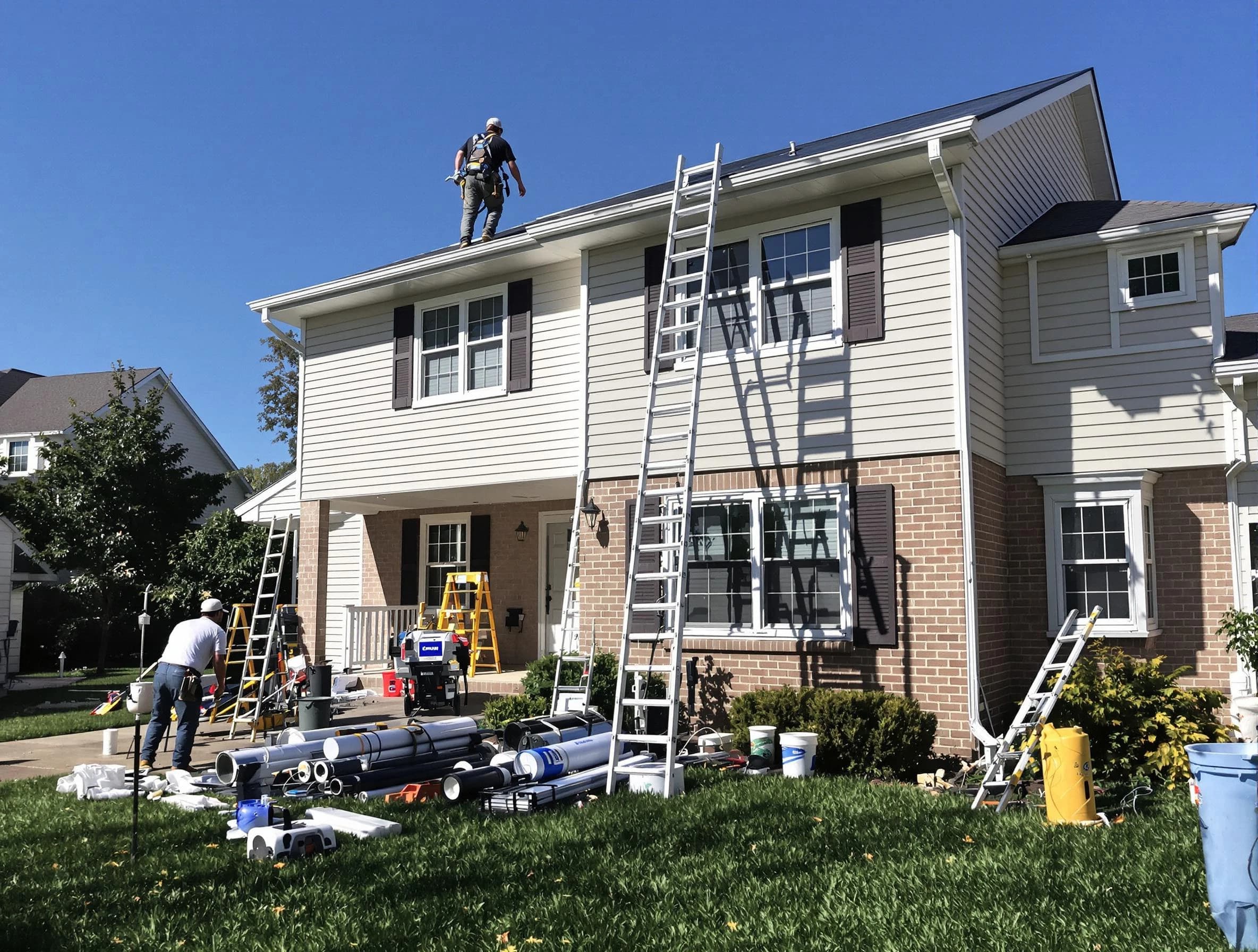 Tallmadge Roofing Company completing a gutter replacement in Tallmadge, OH