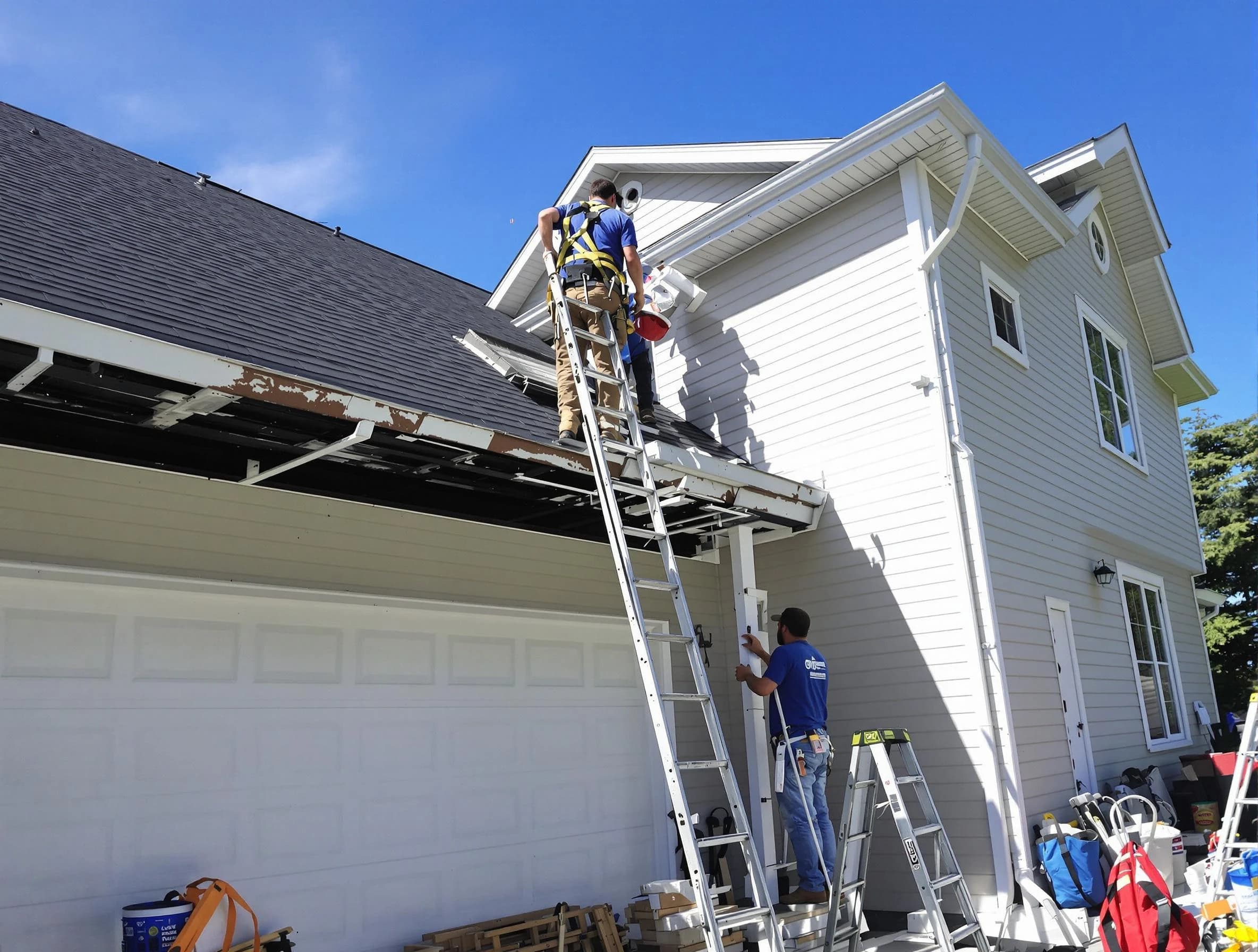 Newly replaced gutters by Tallmadge Roofing Company in Tallmadge, OH