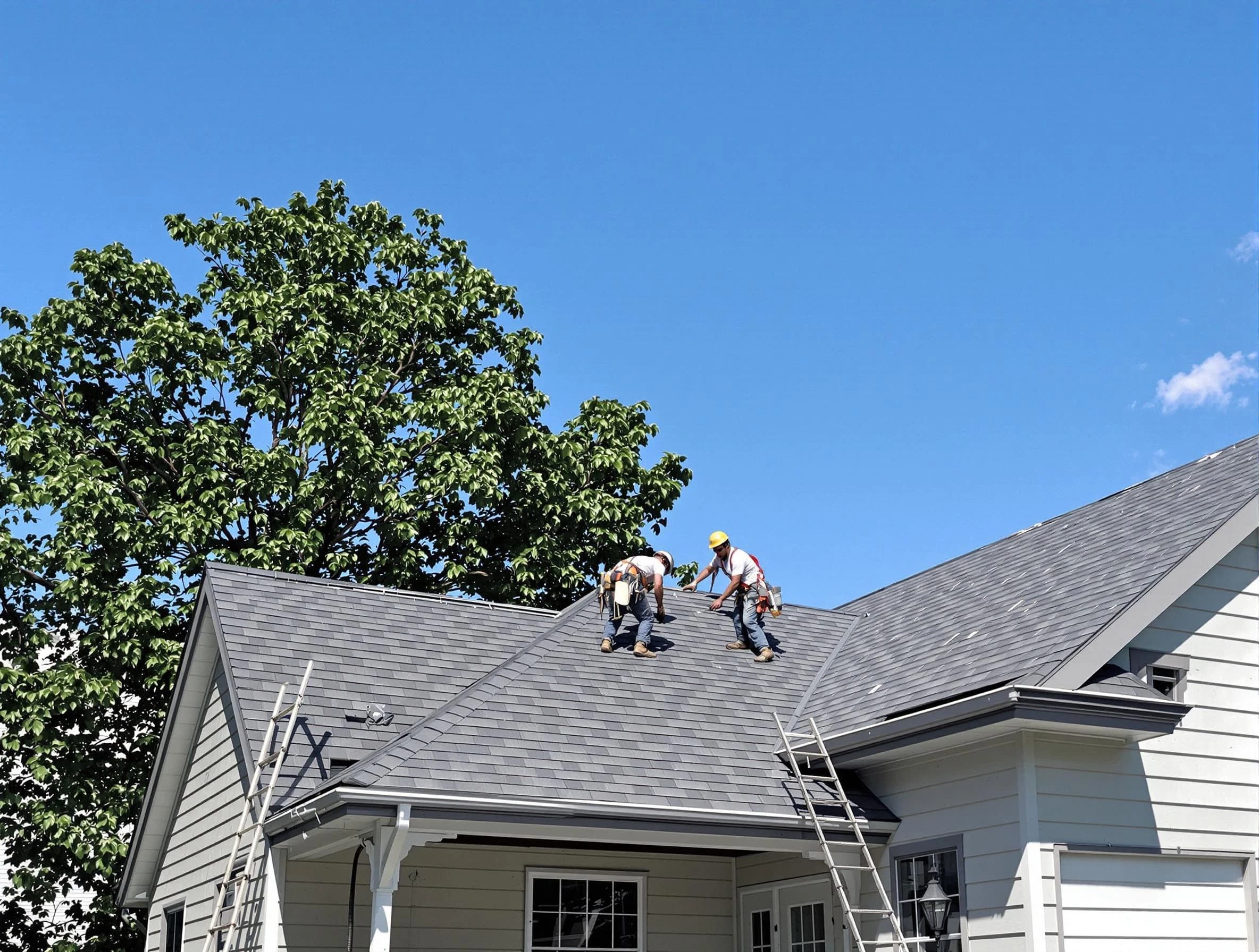 Tallmadge Roofing Company crew finalizing a roof installation in Tallmadge, OH