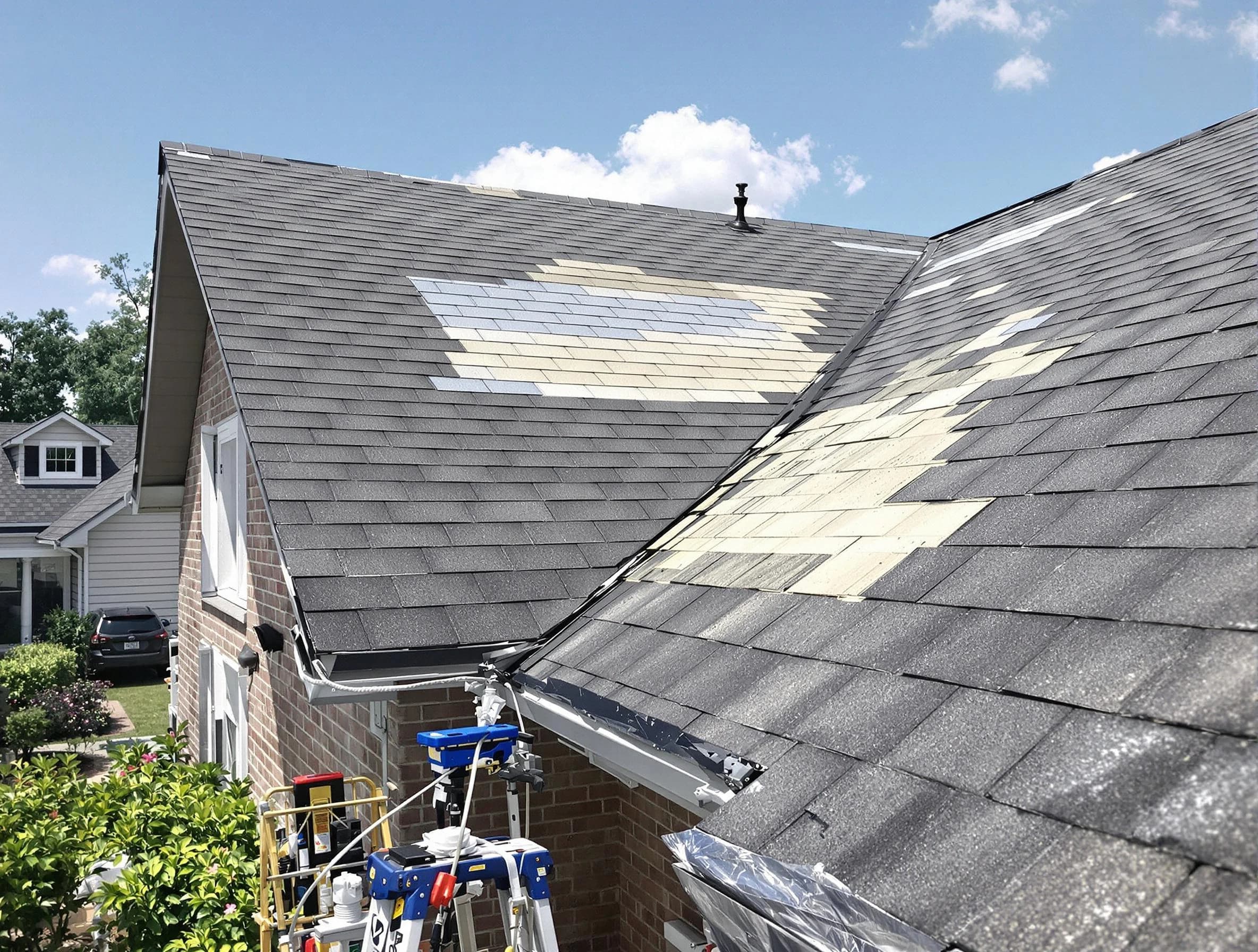 Close-up of roof repairs by Tallmadge Roofing Company in Tallmadge, OH