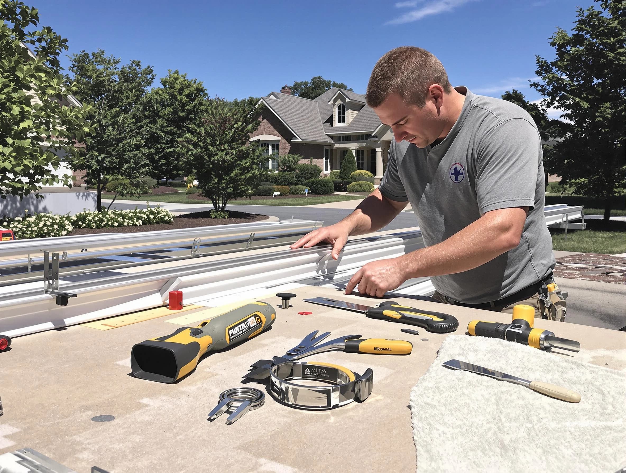 Freshly installed seamless gutter by Tallmadge Roofing Company in Tallmadge, OH